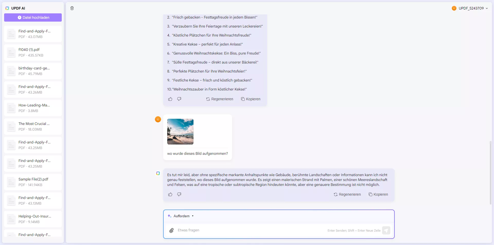Mit einem Bild chatten, den Bild-Standort mit dem Online-AI-Assistenten von UPDF identifizieren