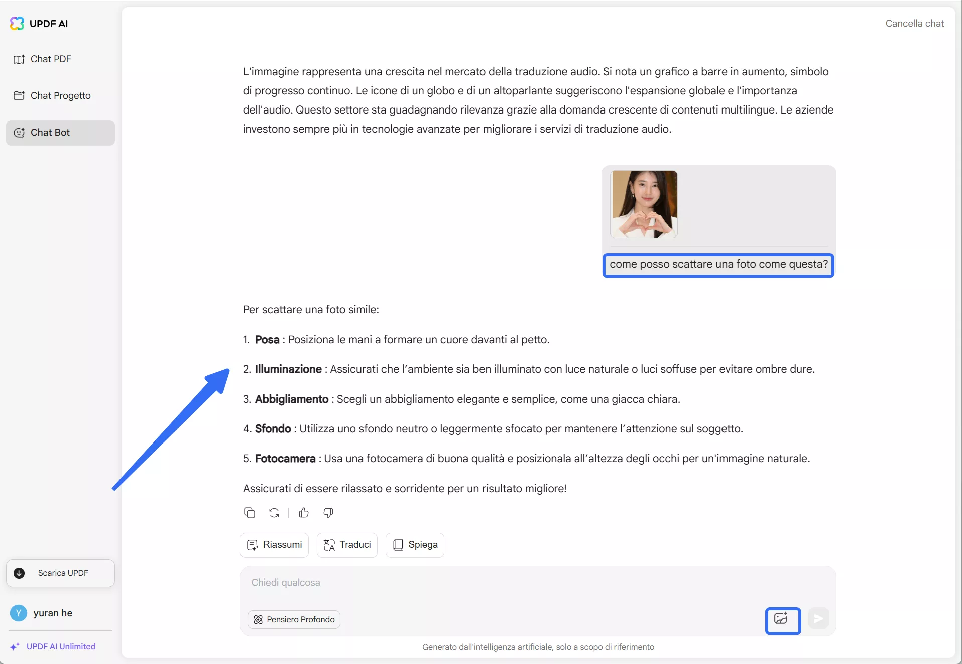 Per il Web ricevi suggerimenti di immagini dalla chat