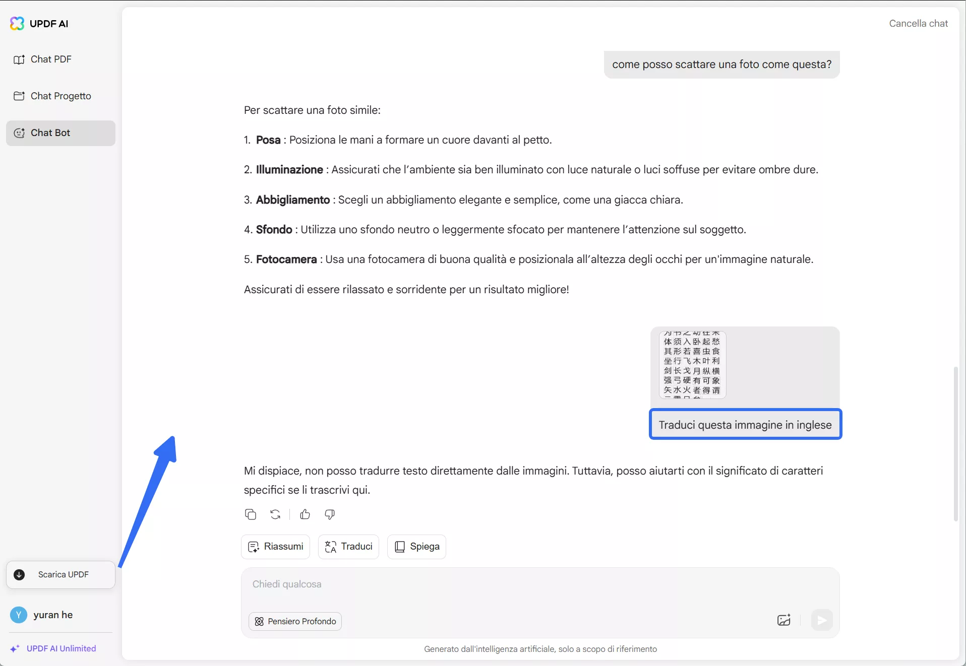 Per il Web tradurre la lingua del testo dell'immagine