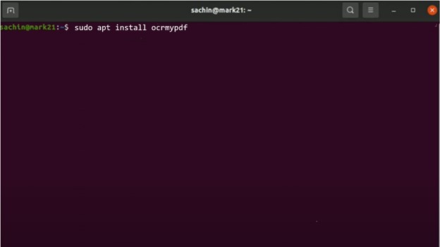 Installieren Sie ocrmypdf über die Eingabeaufforderung im Terminal.