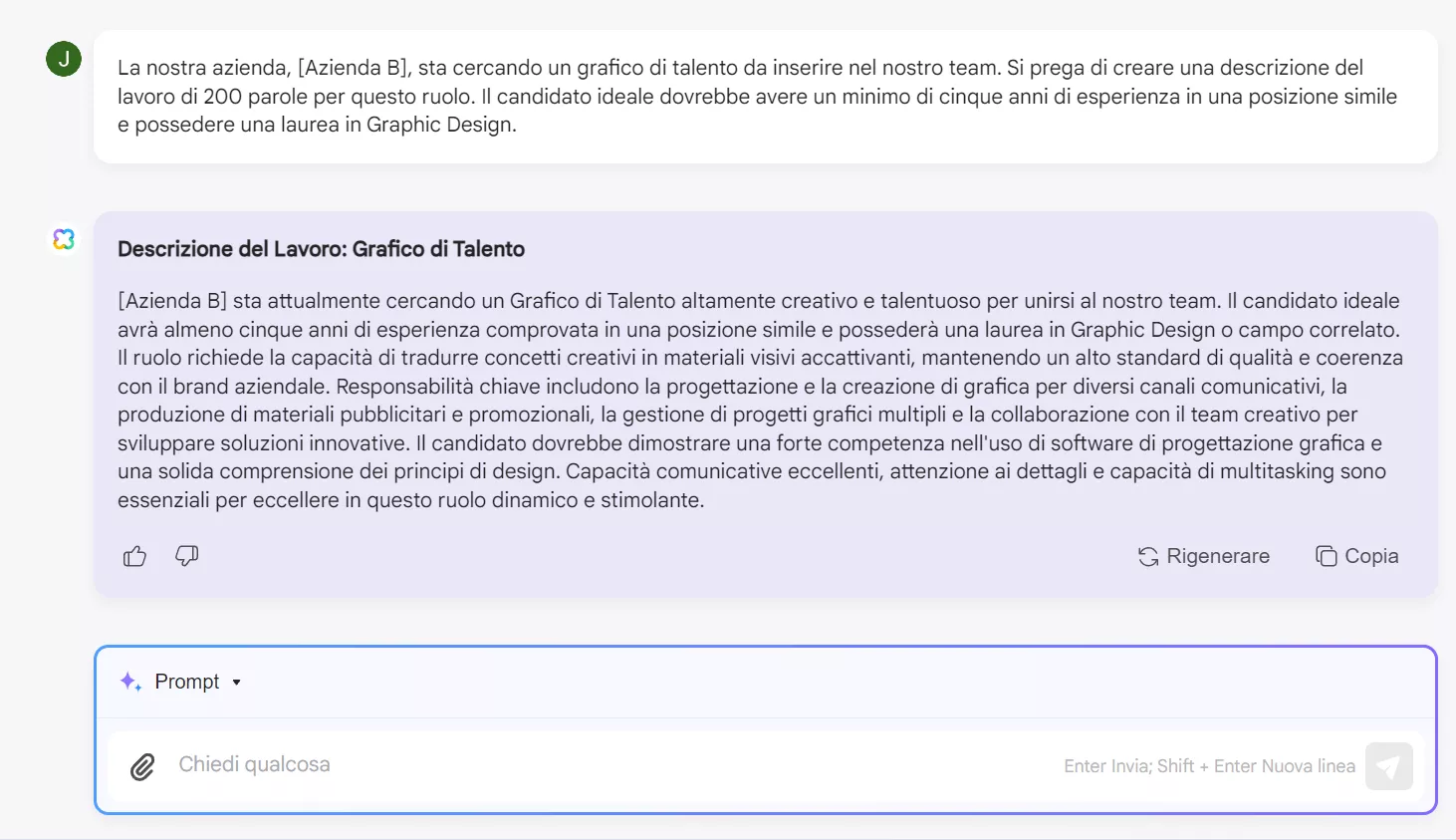 IA per la stesura delle descrizioni delle mansioni nelle risorse umane