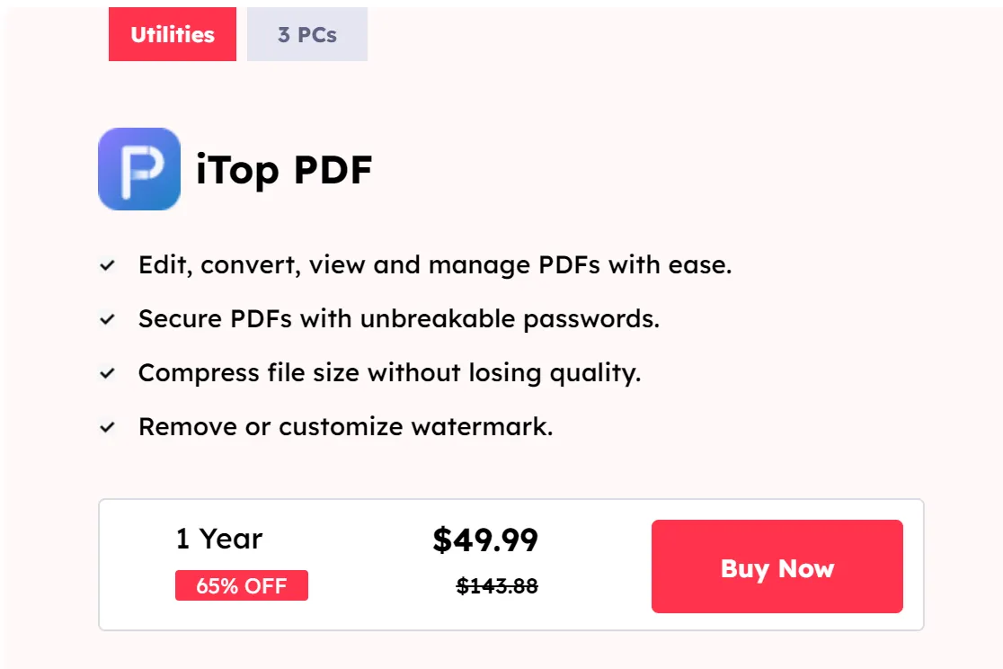 itop pdf pricing