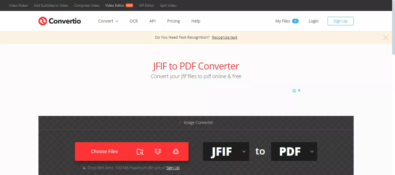 convertio JFIF to PDF with Convertio.