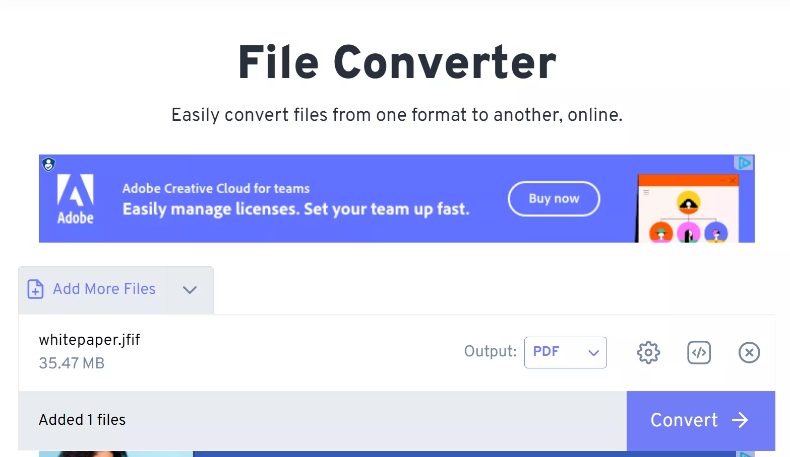 click the convert button in freeconvert