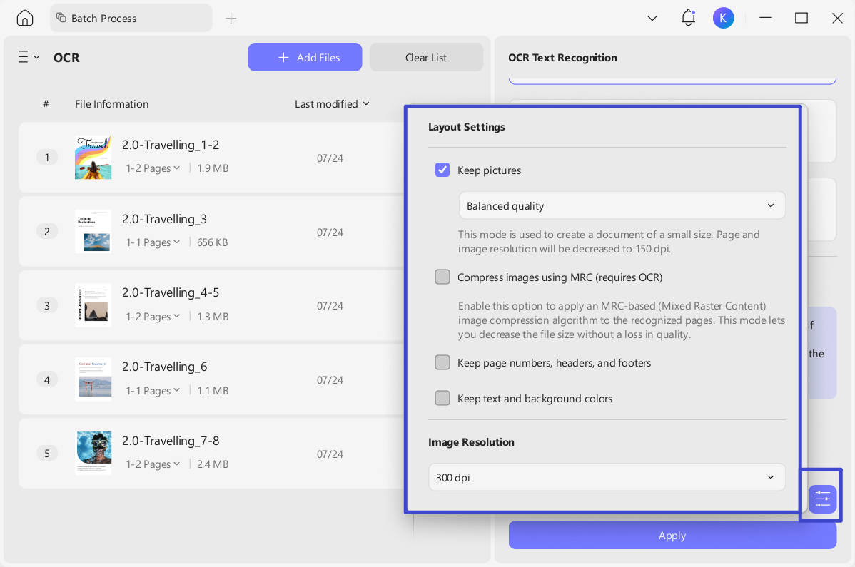 layout settings