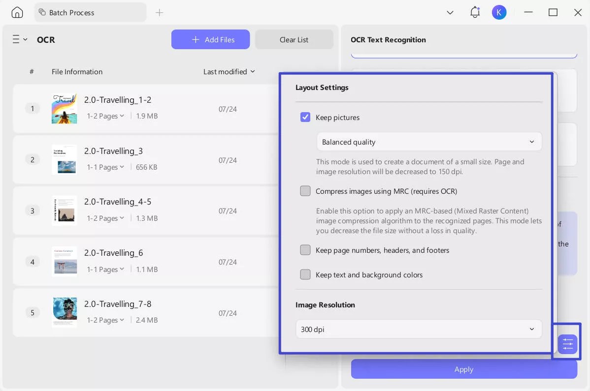 layout settings