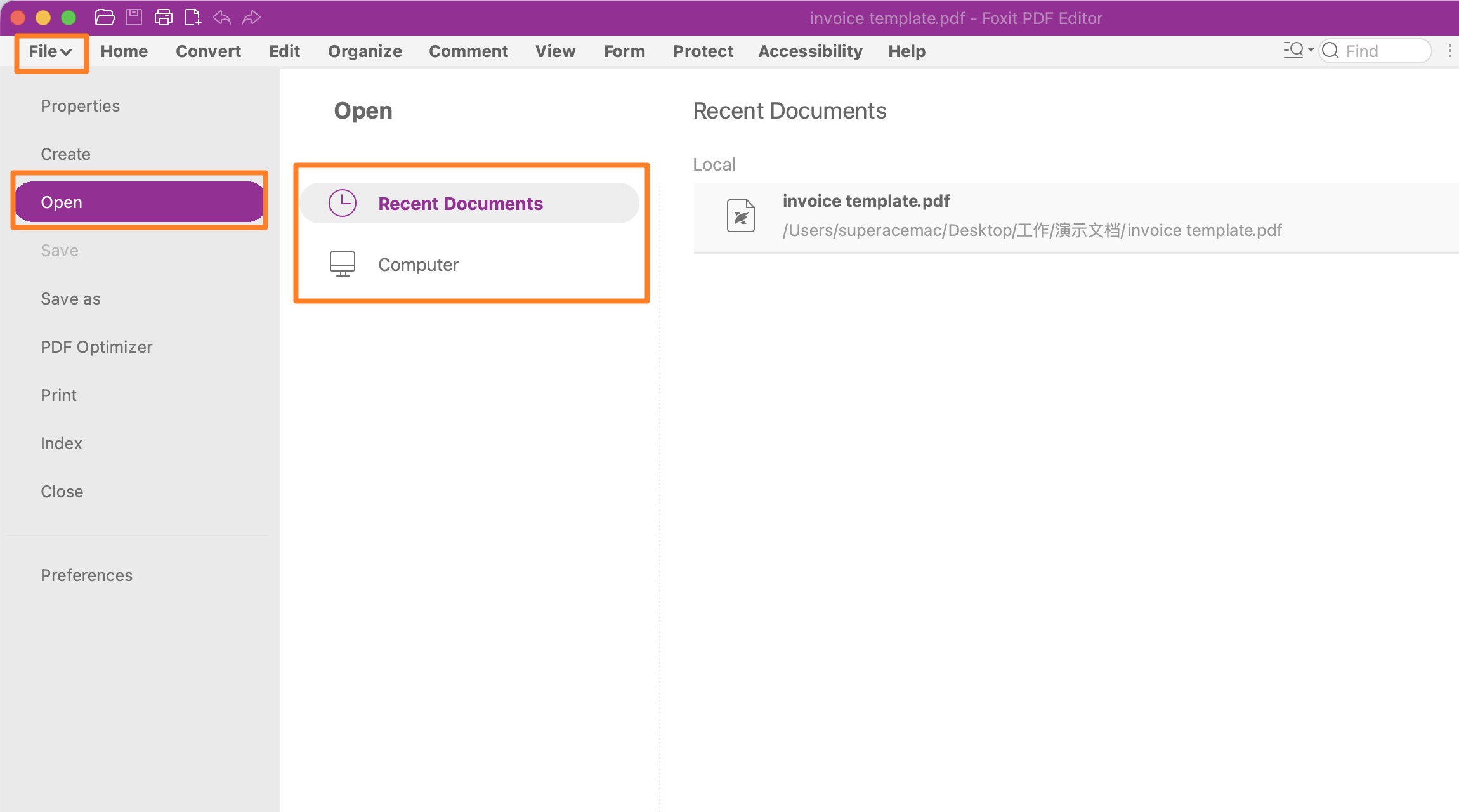 open your pdf on foxit pdf editor
