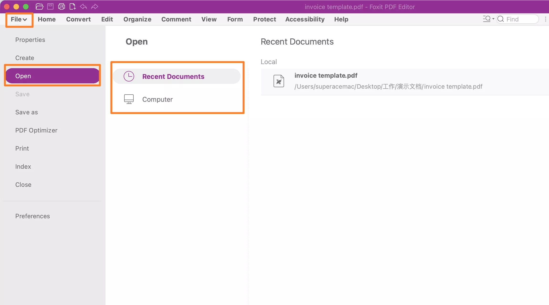 open your pdf on foxit pdf editor