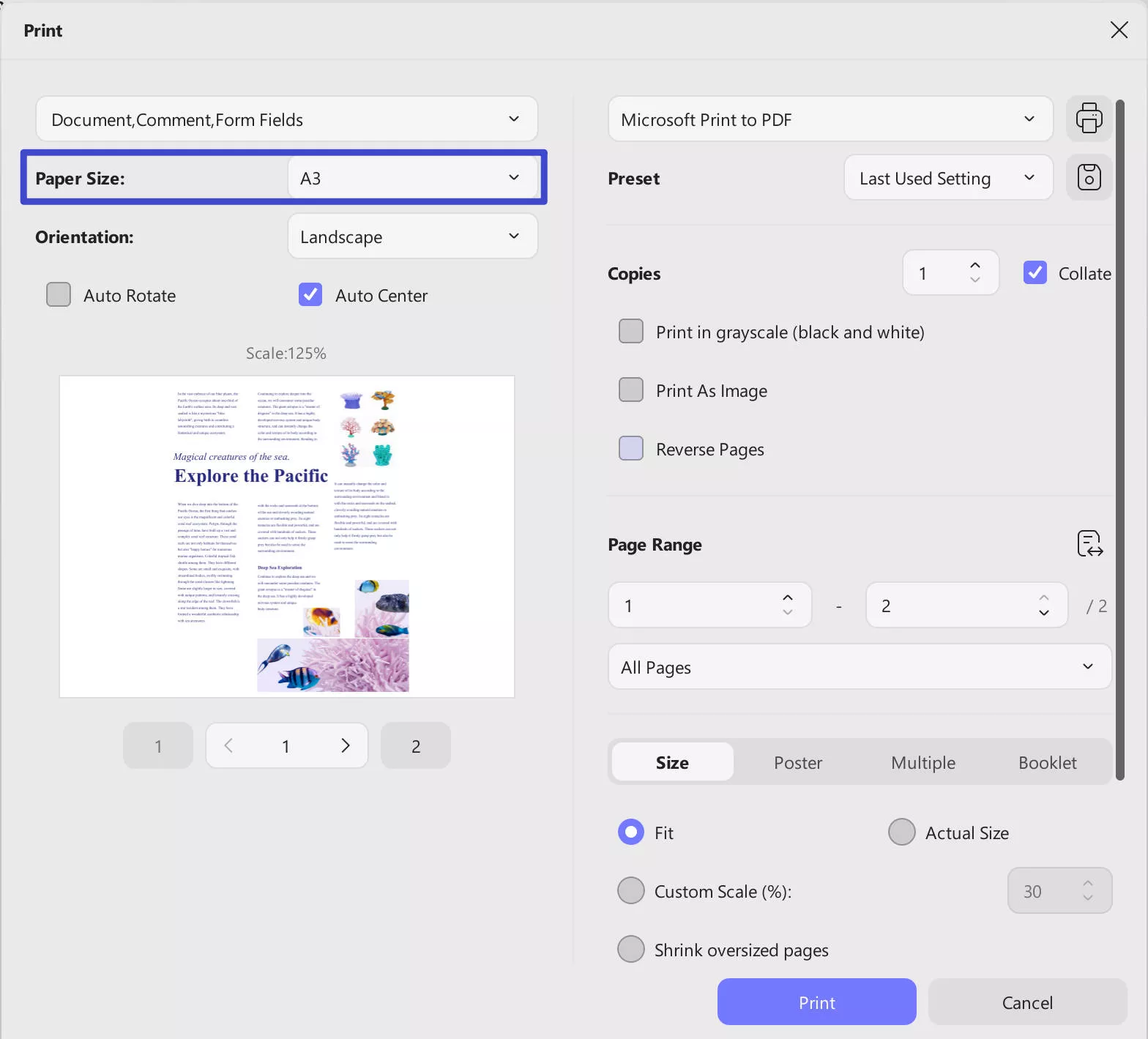 how to print a portion of a pdf print pdf on updf