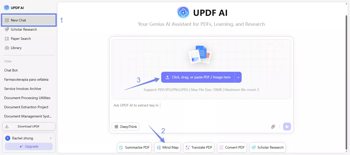 select mindmap and upload pdf