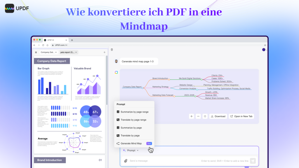 PDF in Mindmap umwandeln | UPDF AI Benutzerhandbuch