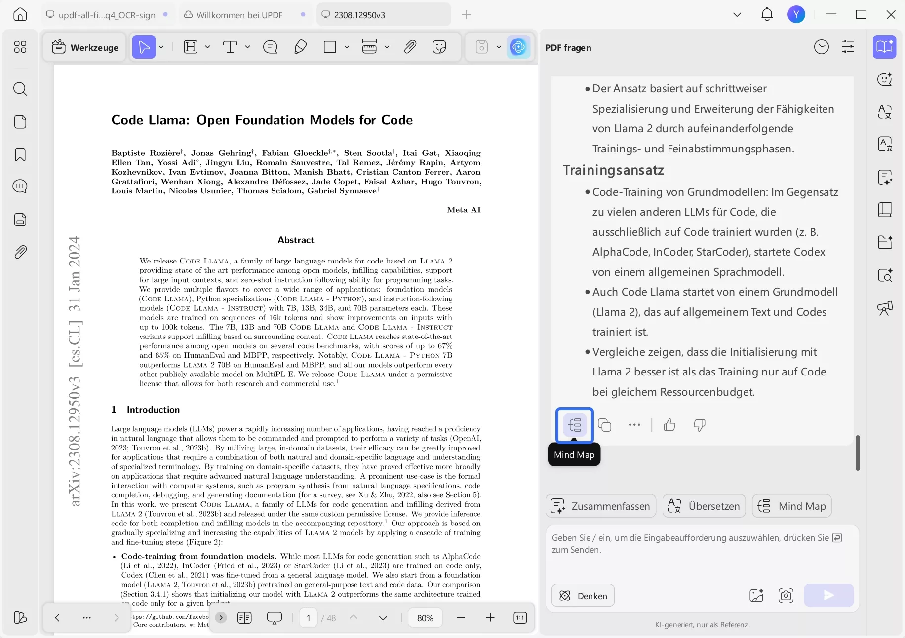 die Stichpunkte wieder in eine visuelle Mindmap umwandeln