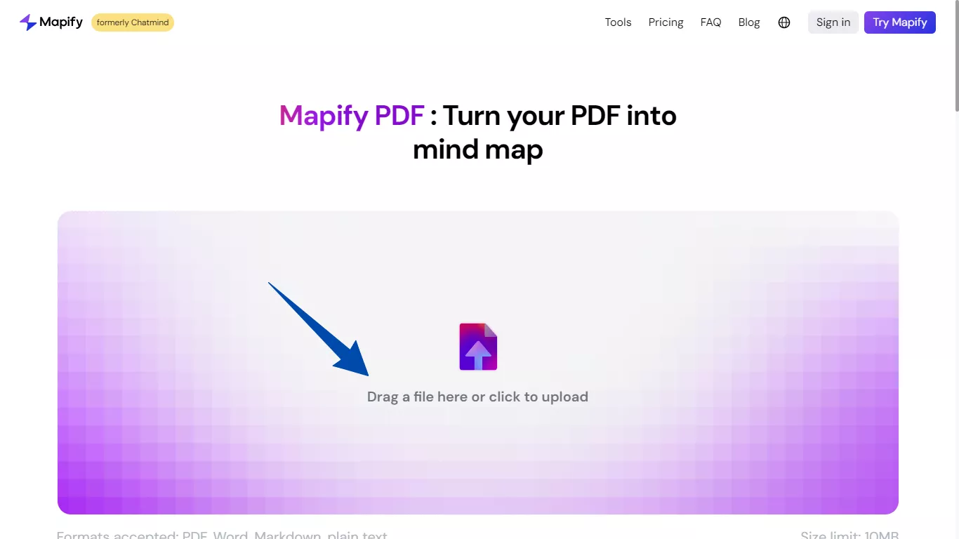 Laden Sie Ihre Datei in Mapify PDF hoch