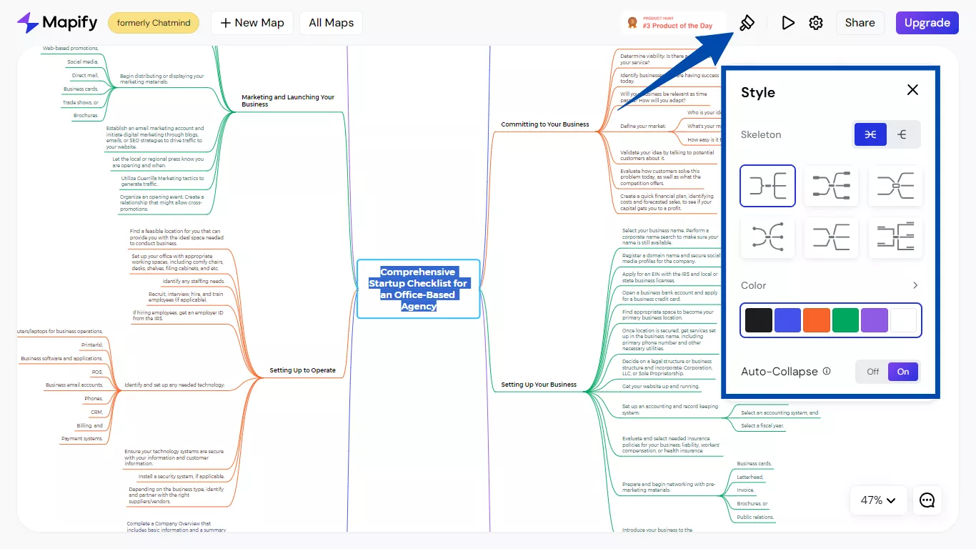 customize the mind map using mapify