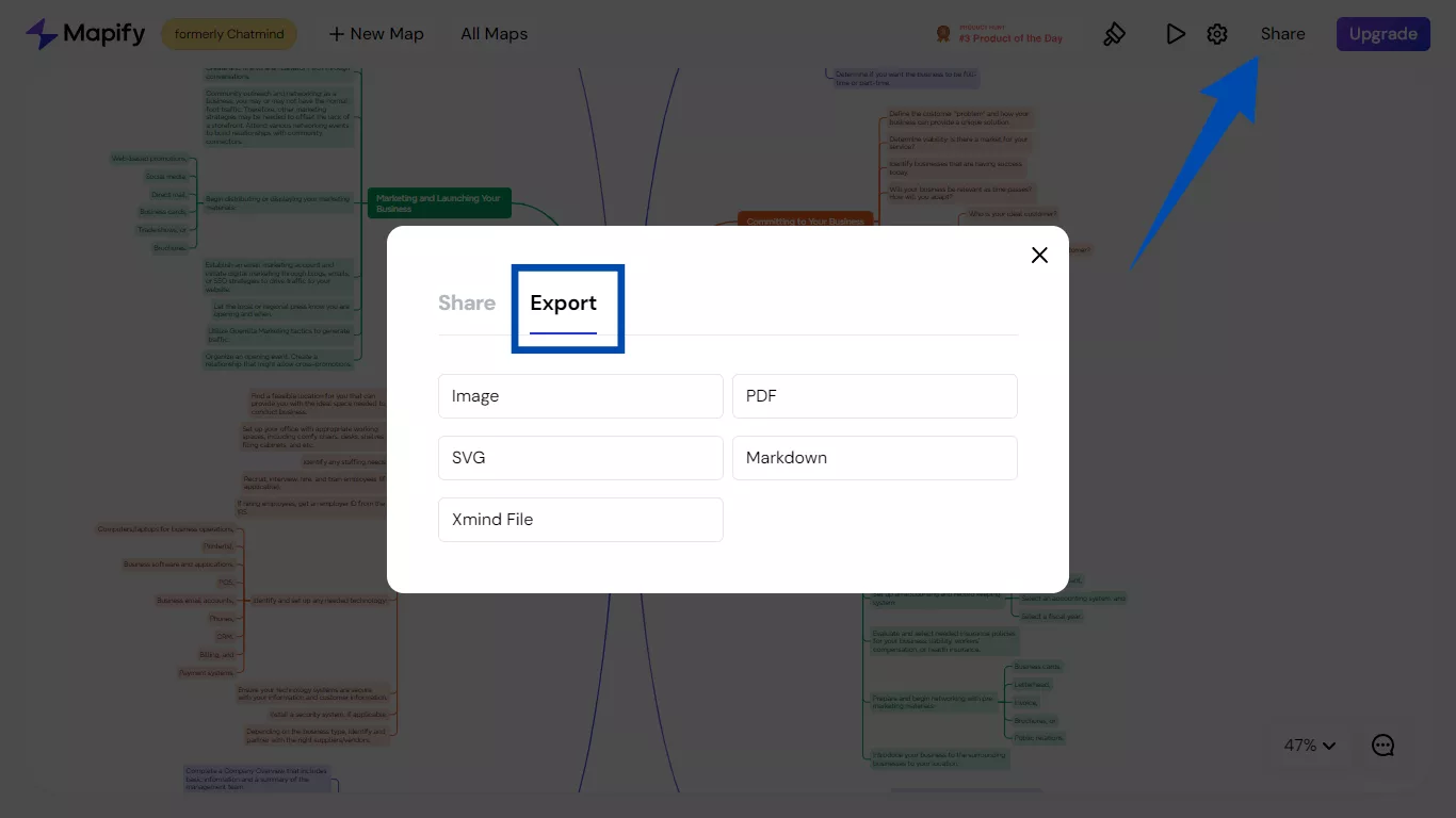 Exportieren Sie Ihre Mindmap mit Mapify als PDF