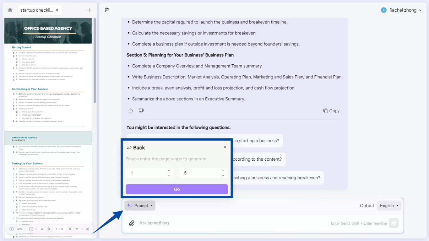 set page range in updf ai online