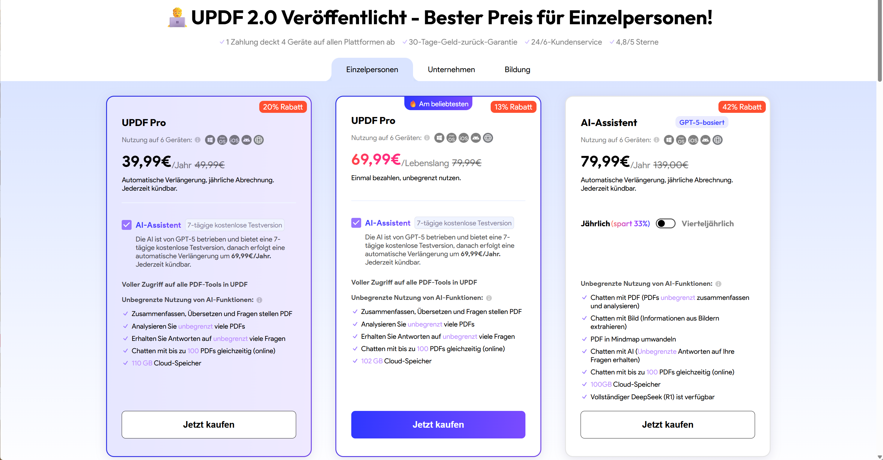 UPDF AI Preisgestaltung