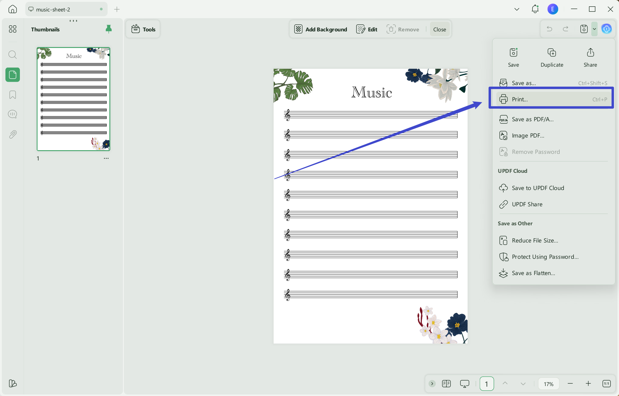 print pdf without background file print