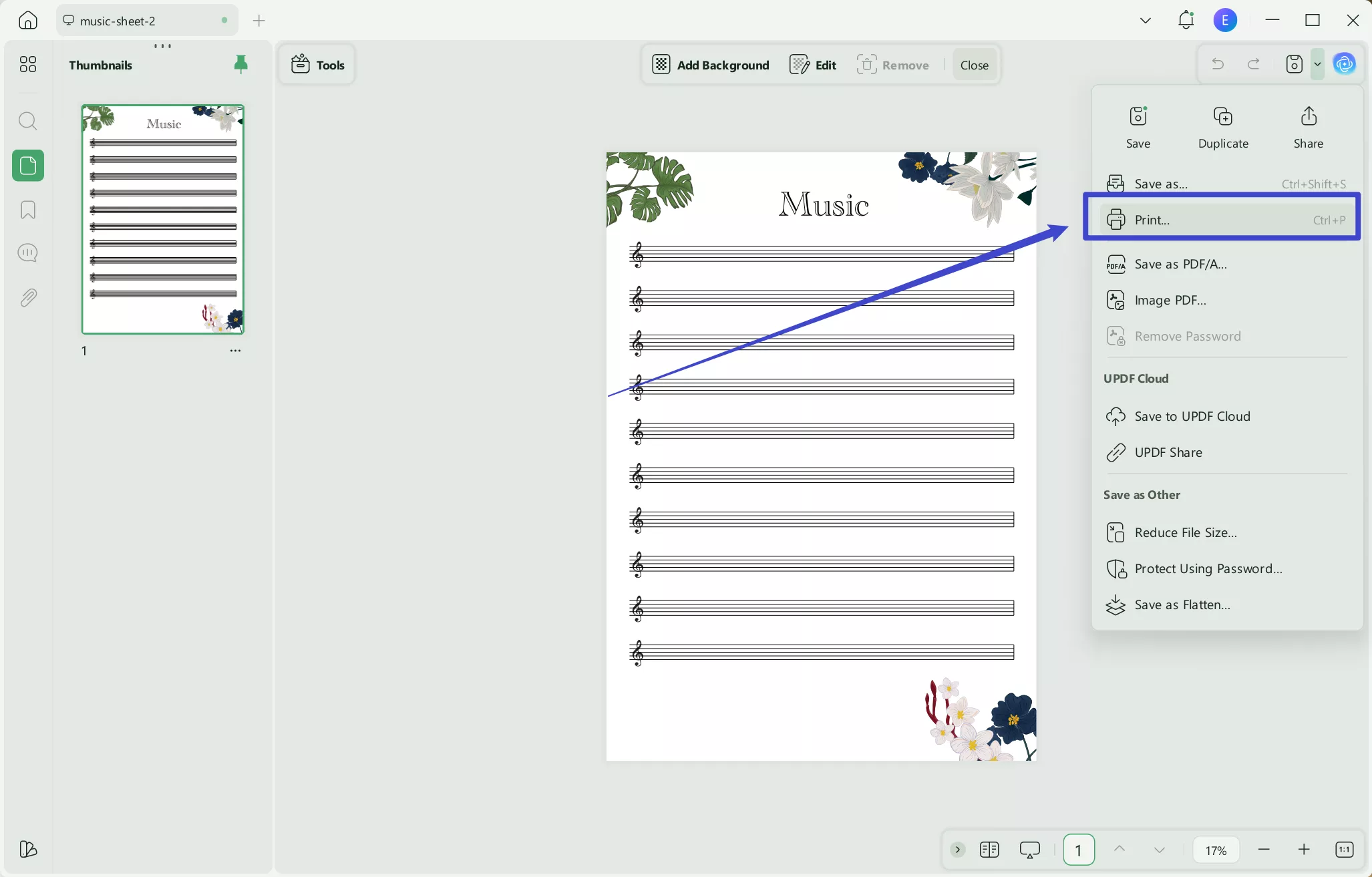 print pdf without background file print