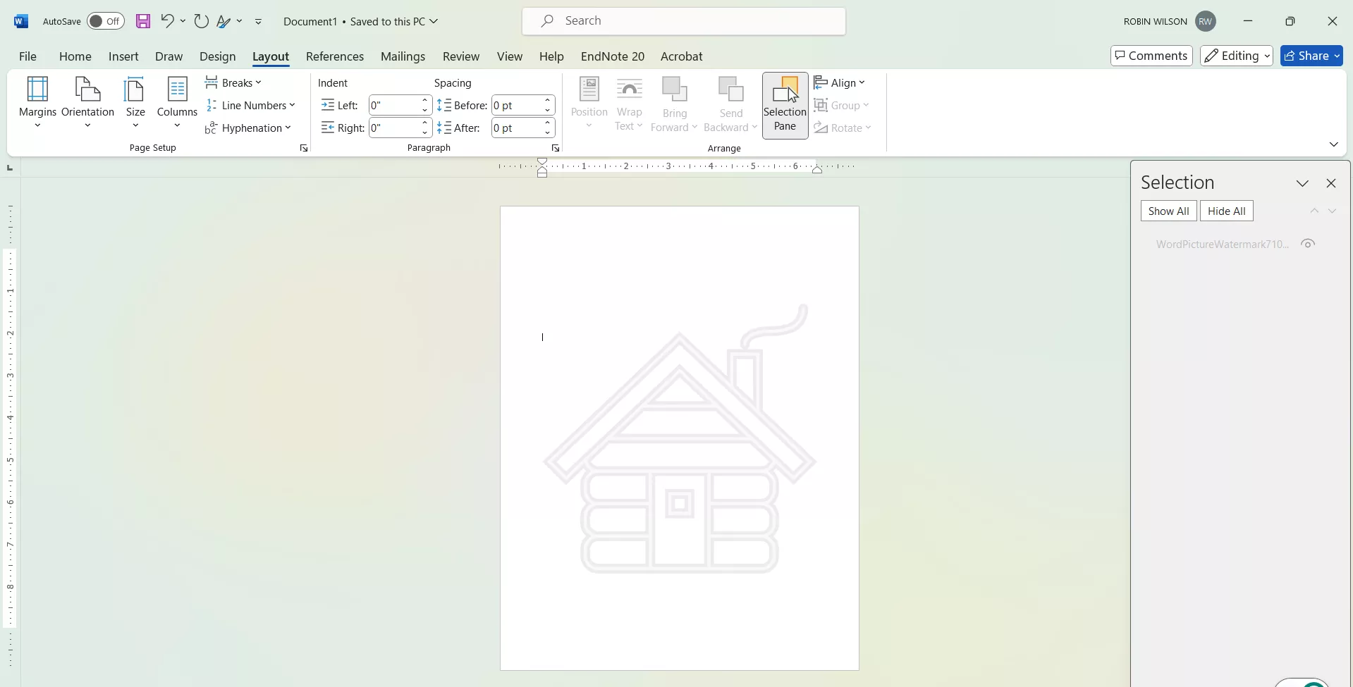 select panel in word
