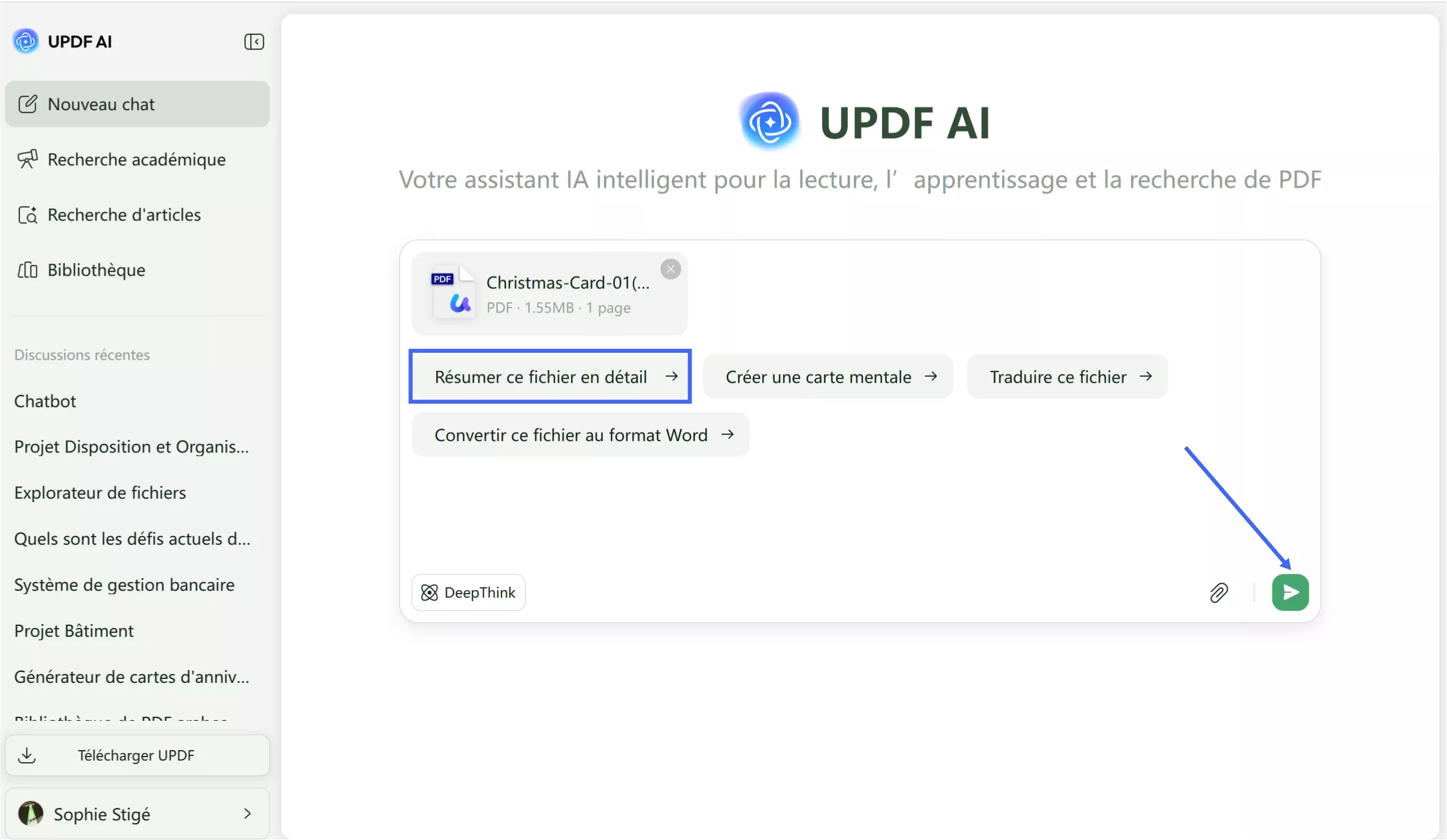 ajouter une invite pour les résultats