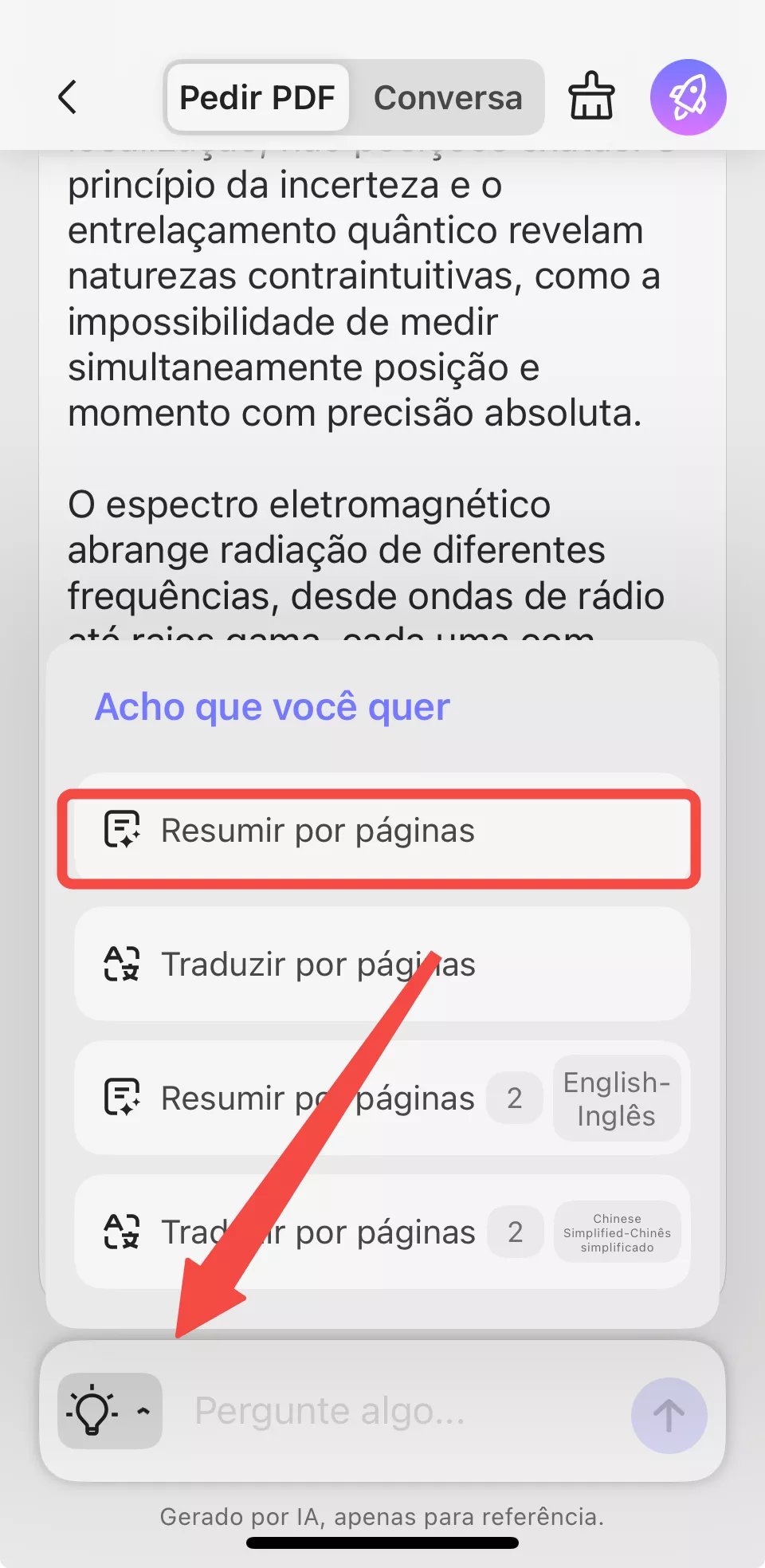 resumir por páginas com updf ai