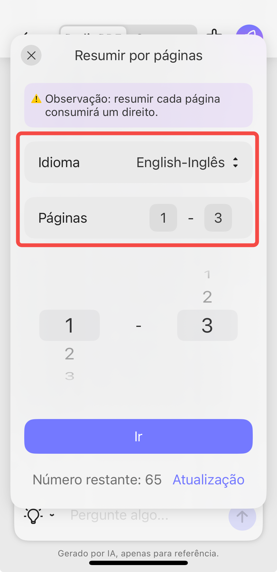 resumir por páginas com updf ai