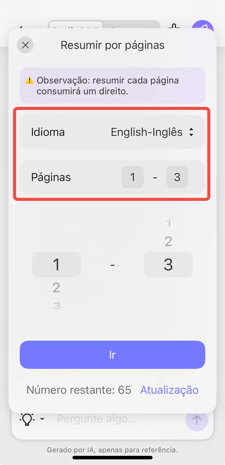 resumir por páginas com updf ai