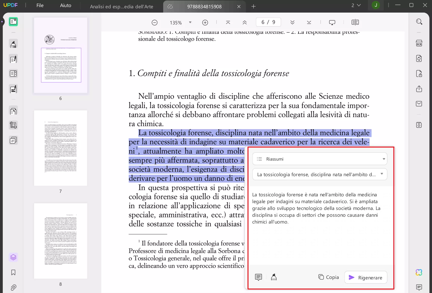 selezionare e riassumere i paragrafi direttamente dal libro