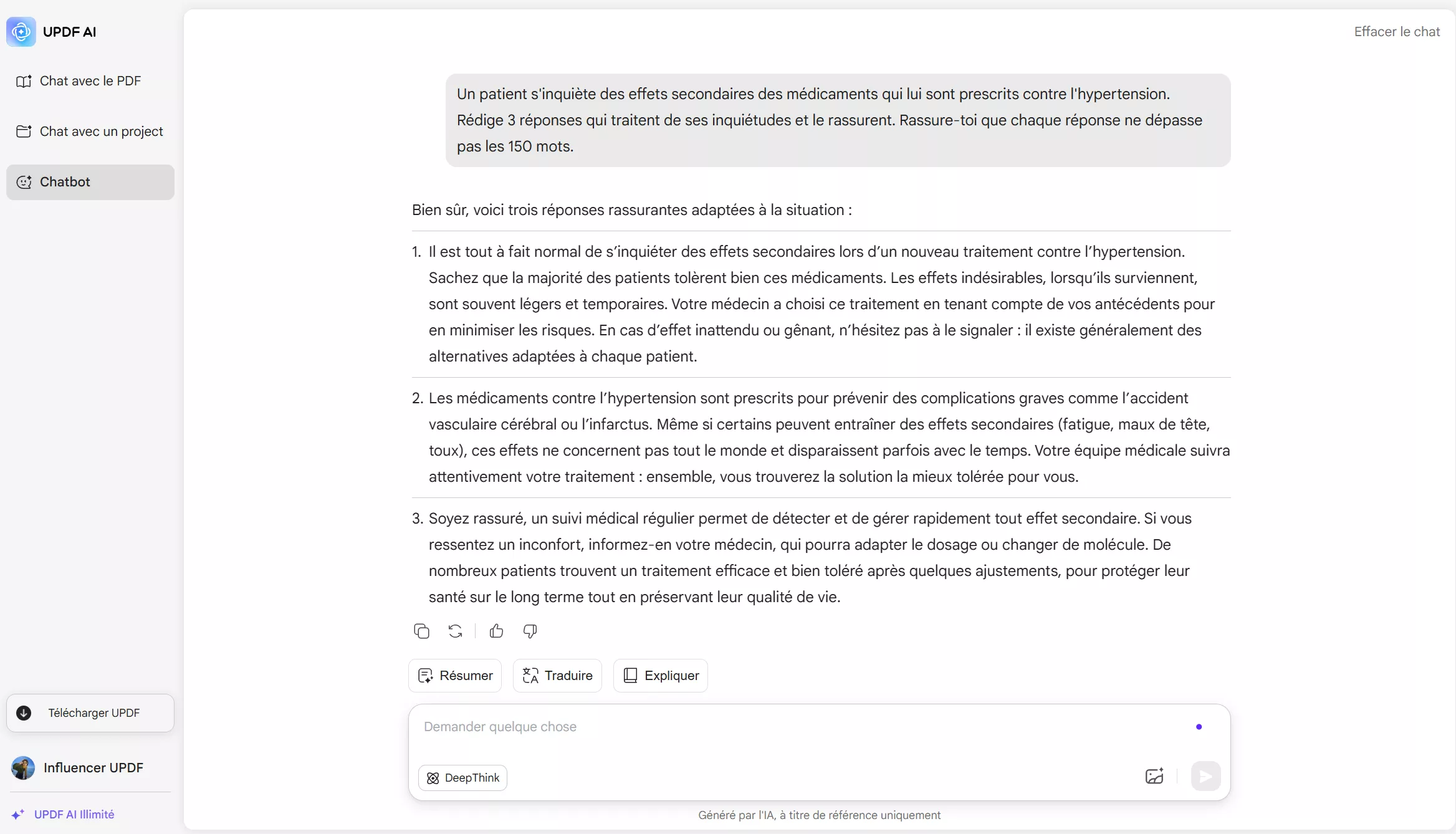 comment l'IA est-elle utilisée dans les soins de santé ? updf l'IA donne des suggestions
