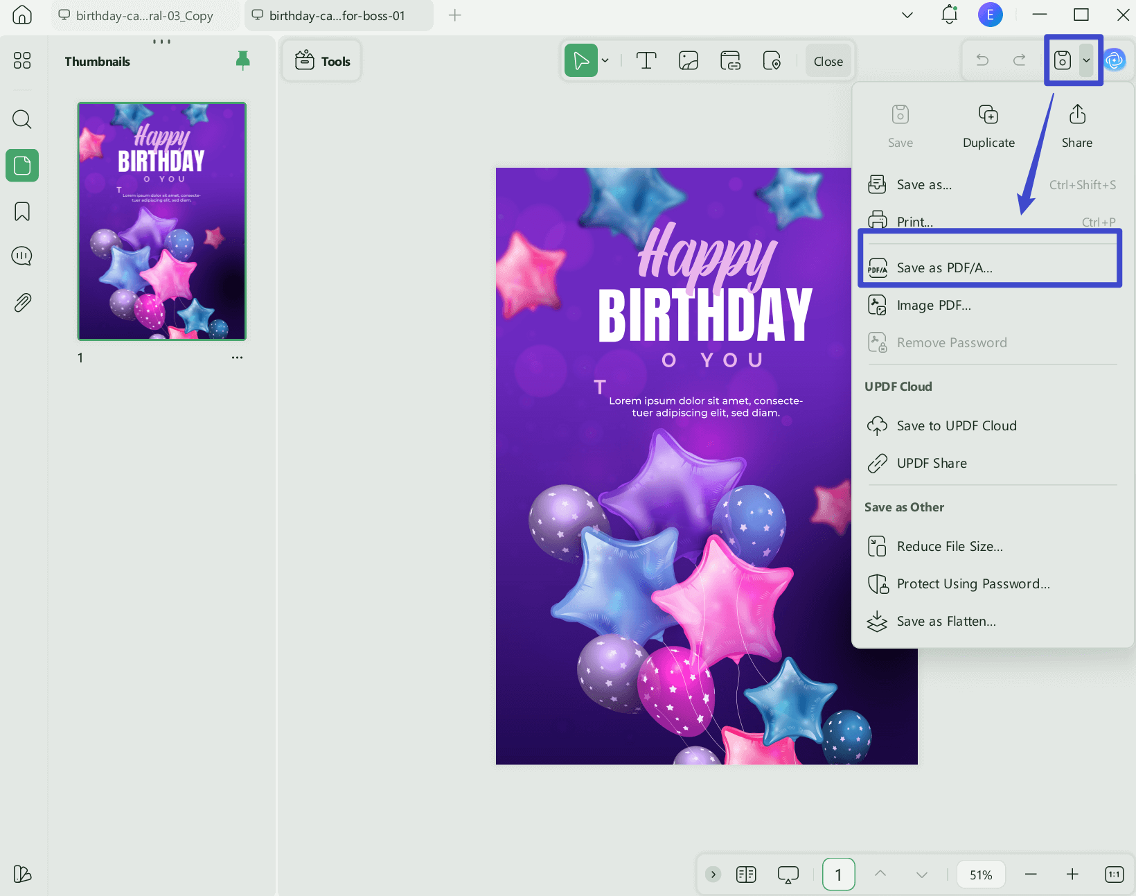 save or export PDF with UPDF