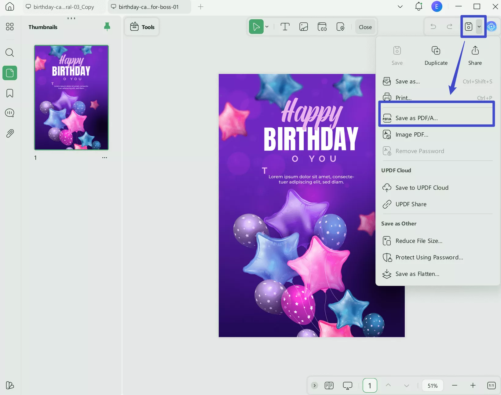 save or export PDF with UPDF