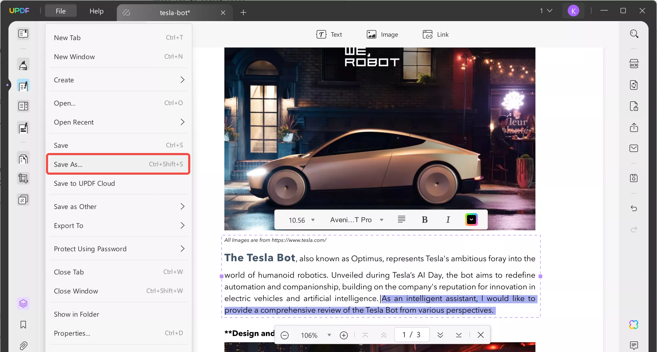 save the edited pdf