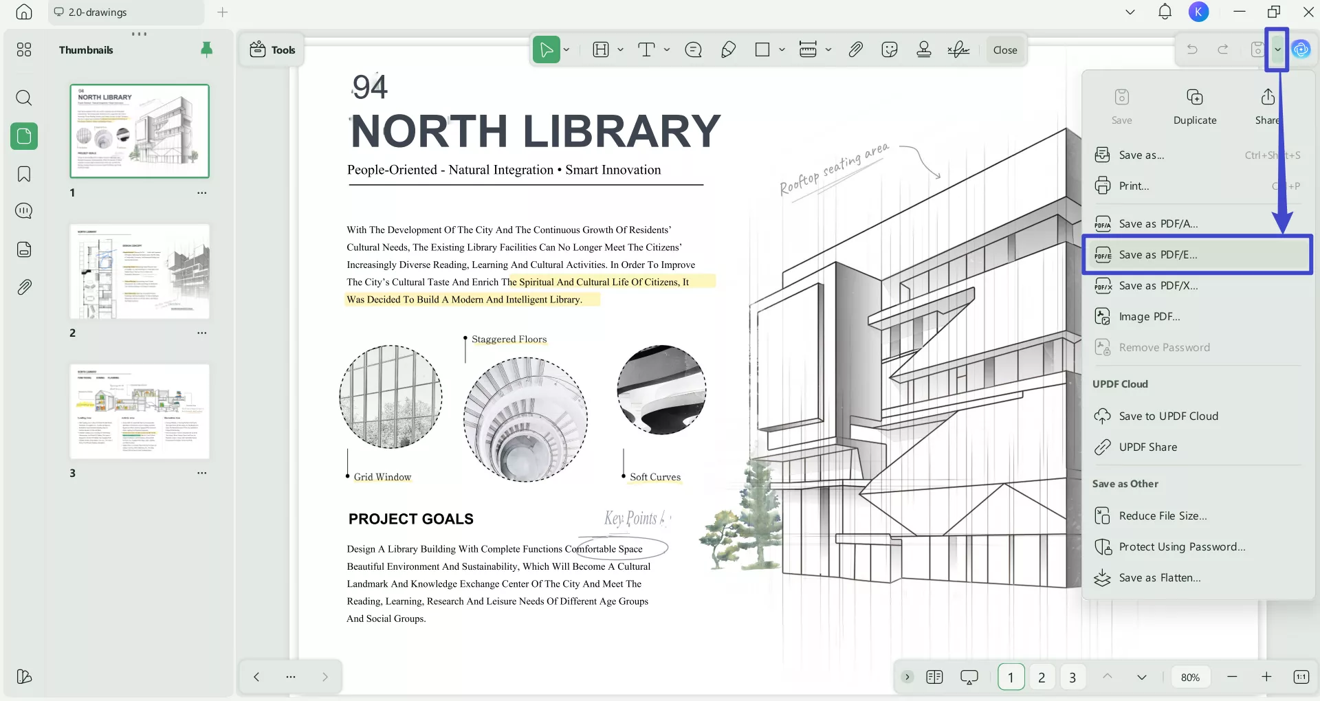 save the pdf as pdfe on updf