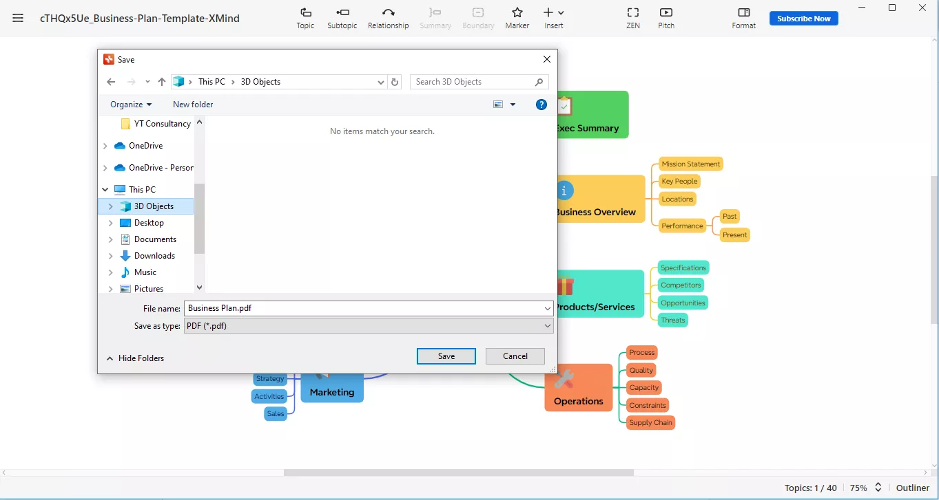 enregistrez votre pdf sur votre pc avec mindmap