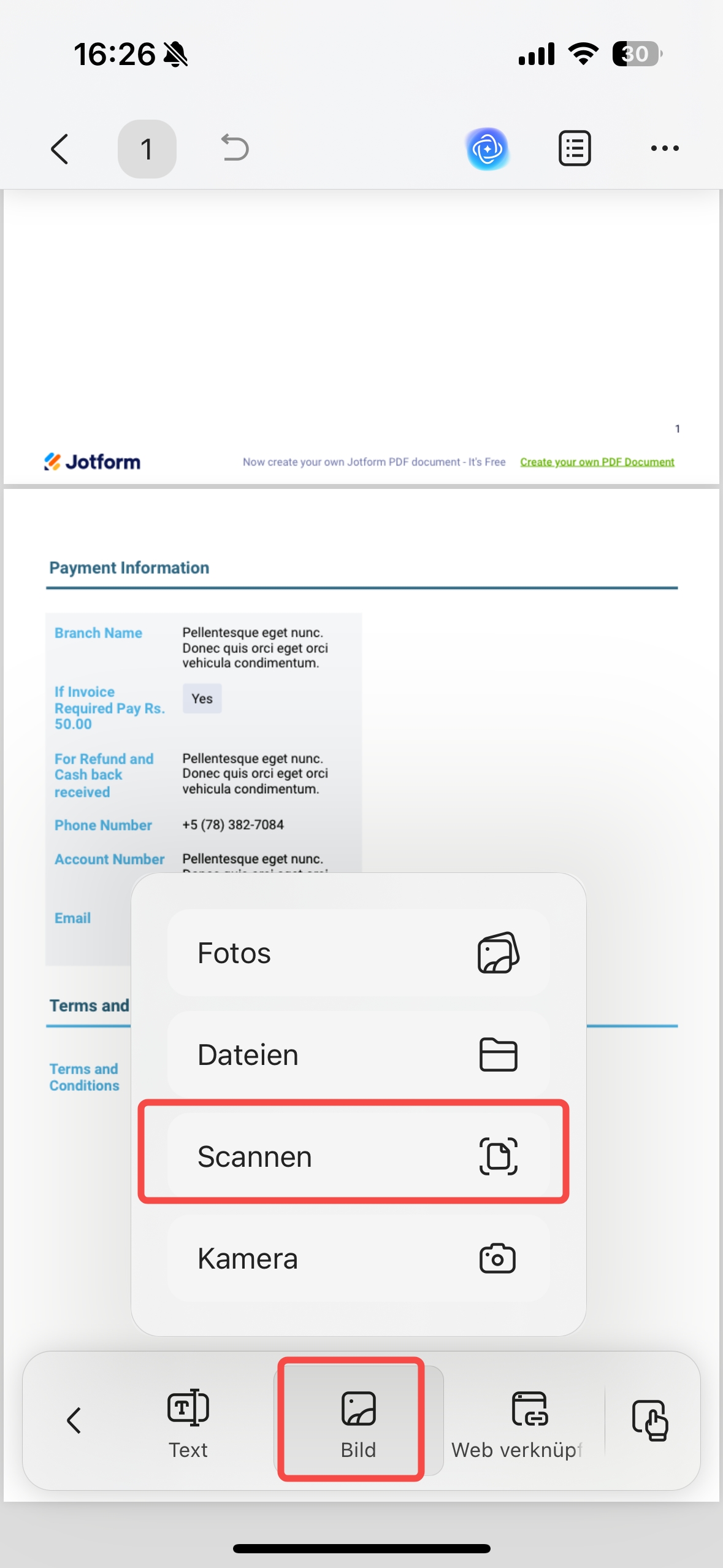 Unterschrift scannen