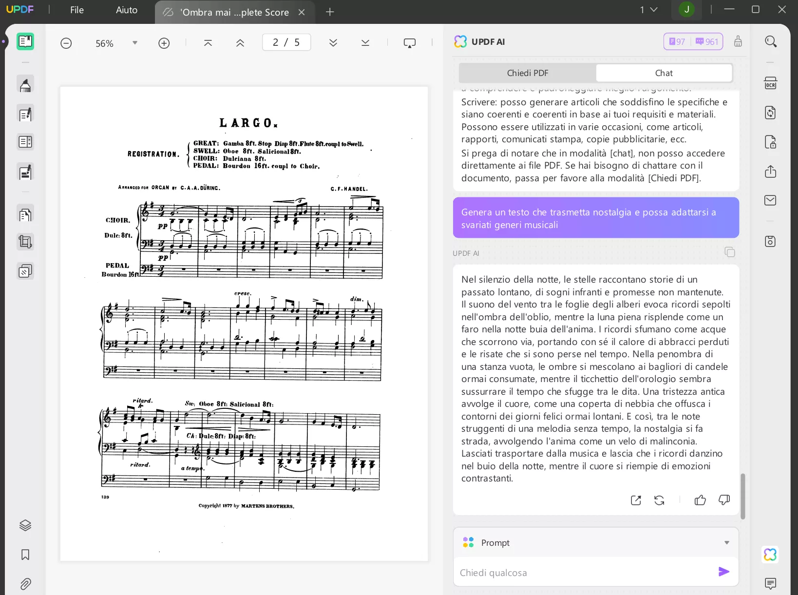 scrivere testi di canzoni con UPDF AI