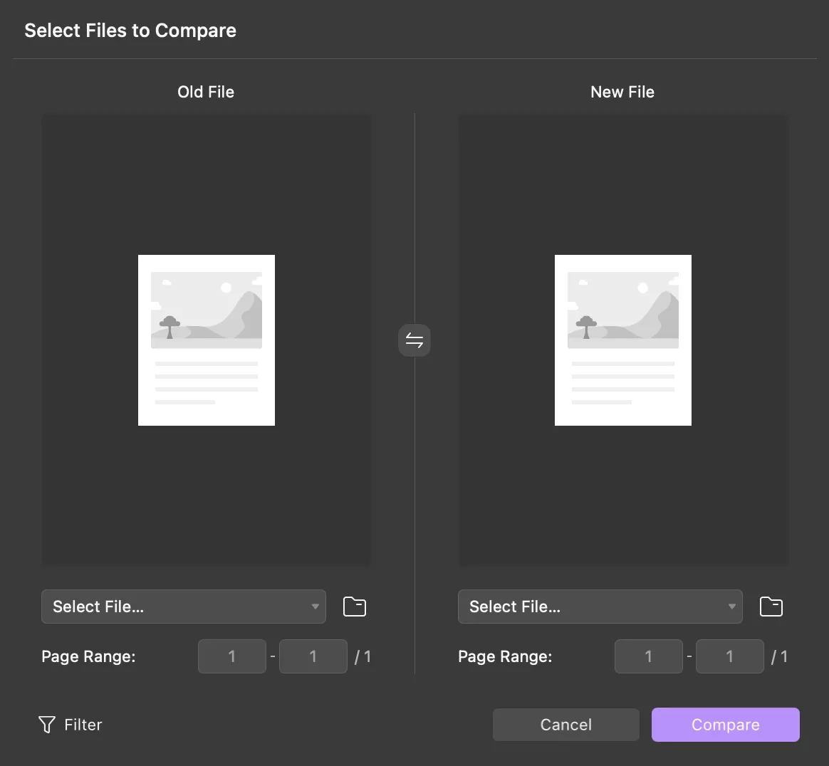 Seleccione archivos PDF para comparar