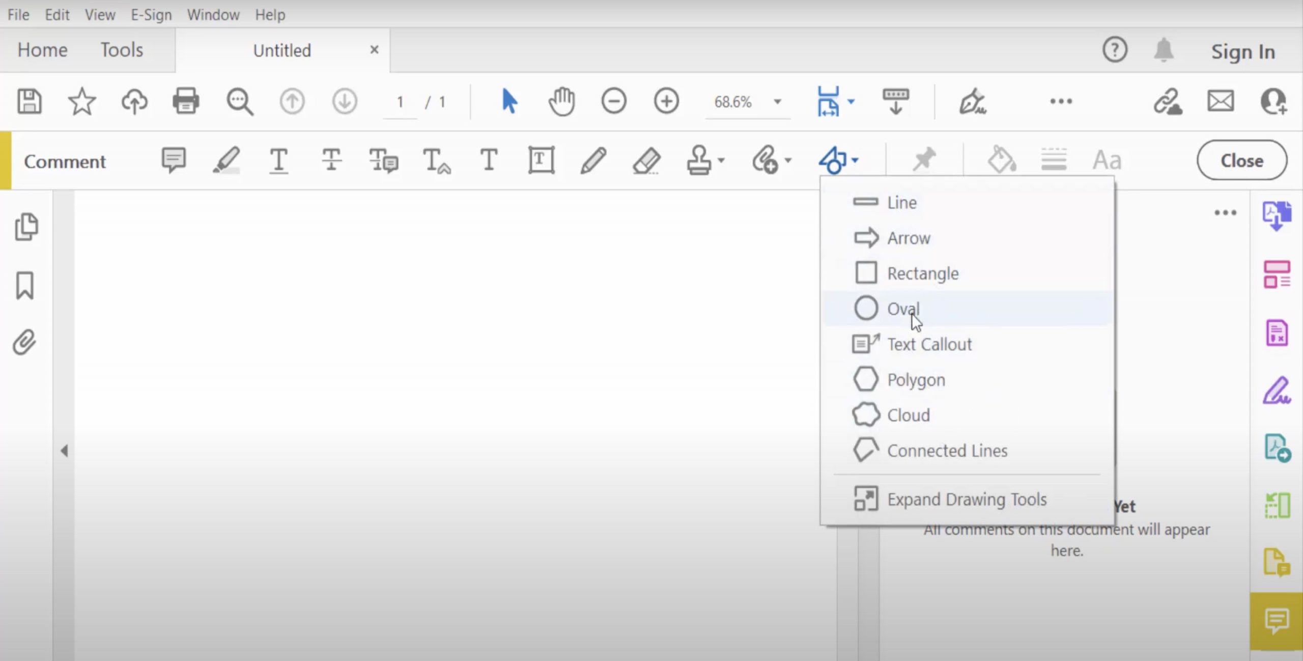 click shapes in the adobe acrobat to add