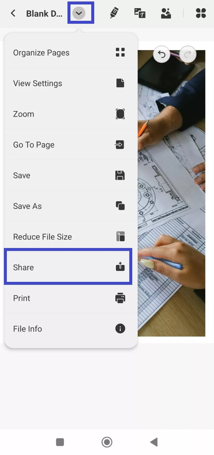 how to send a photo as a pdf android