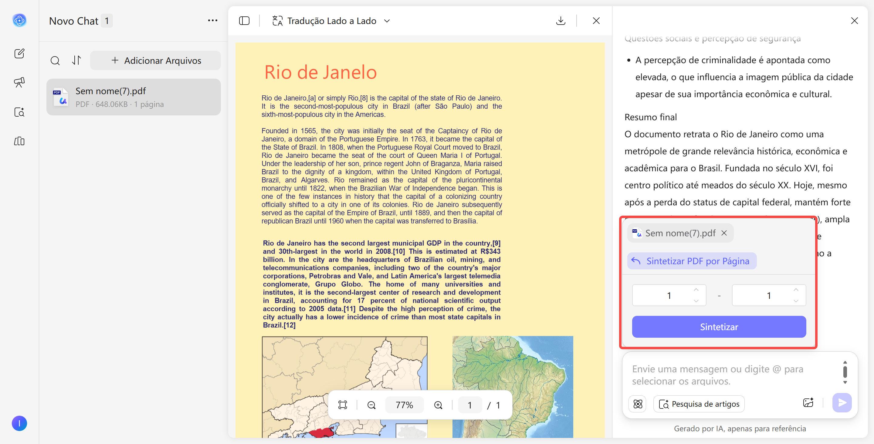 definir intervalo de páginas para resumir