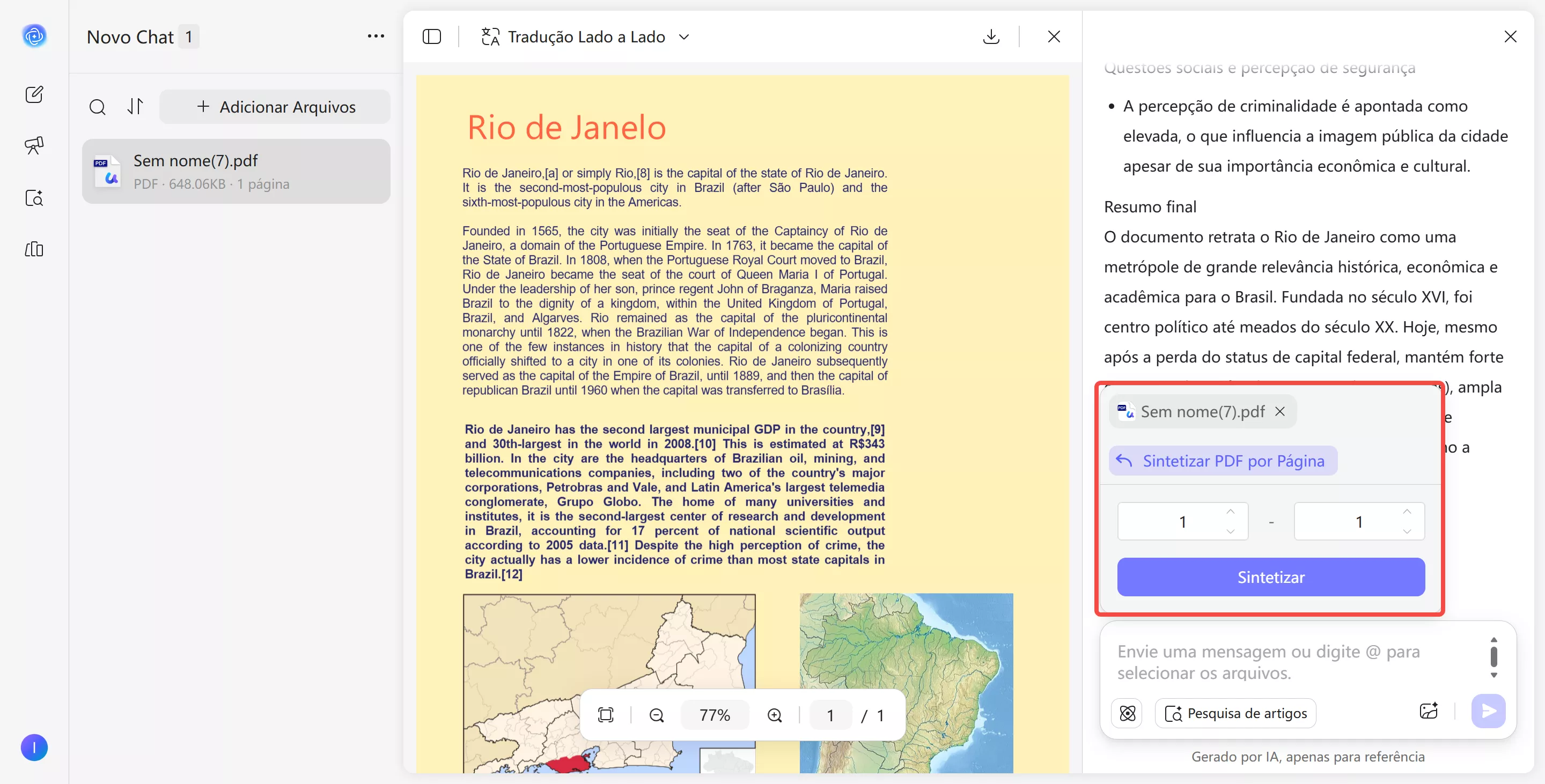 definir intervalo de páginas para resumir
