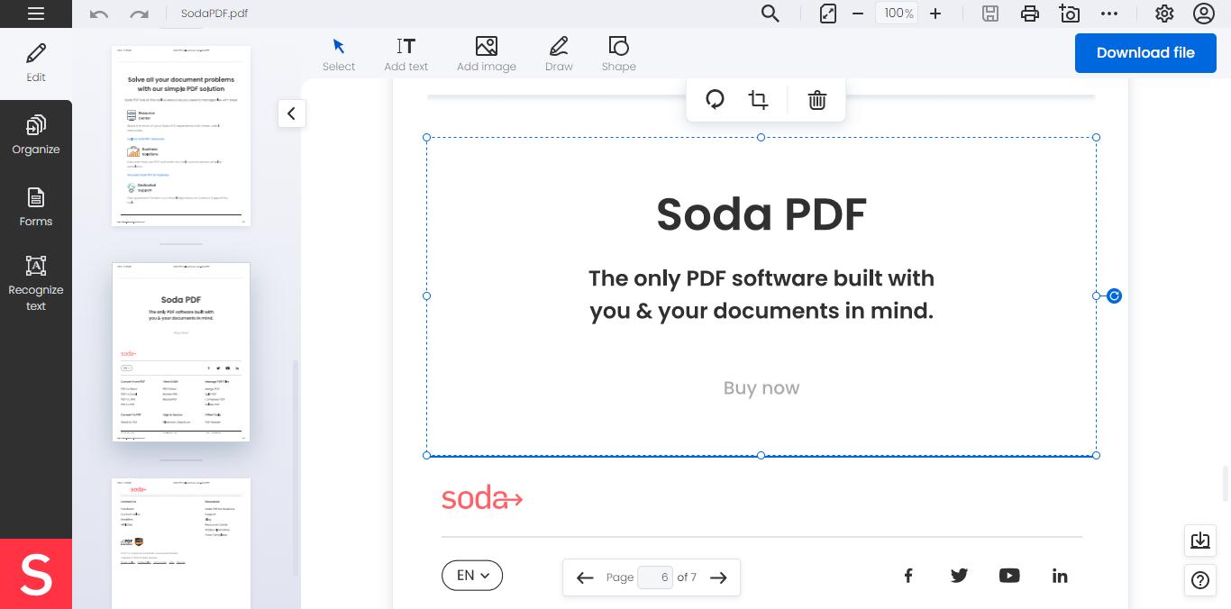 ilovepdf alternative Soda PDF online user interface