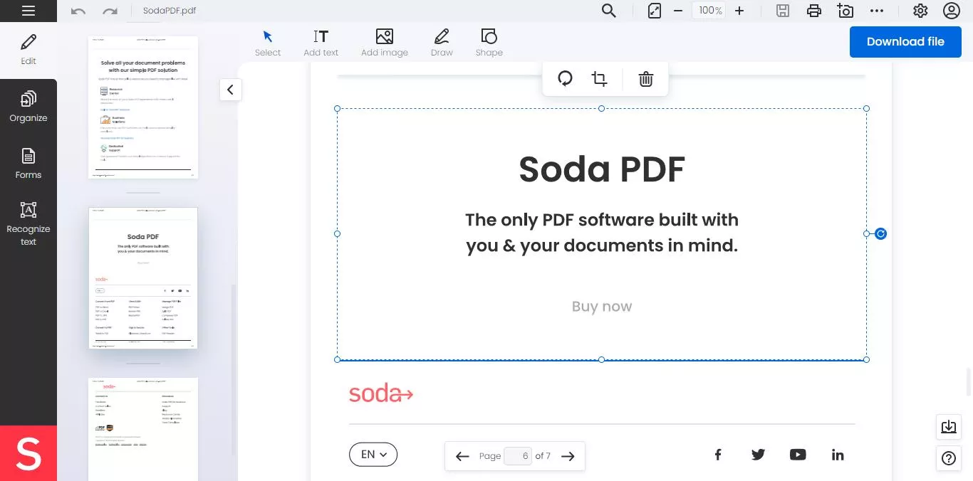 ilovepdf alternative Soda PDF online user interface