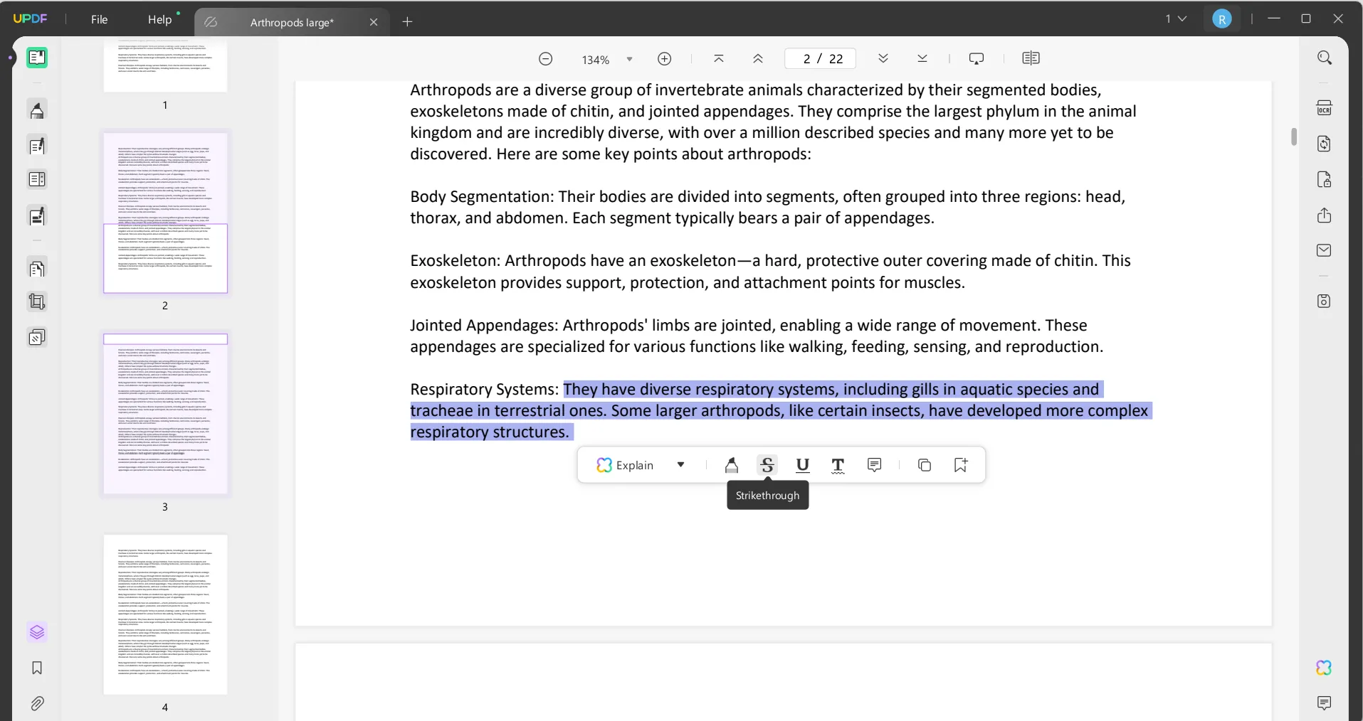 strikethrough adobe acrobat strikethrough the text in PDF with UPDF