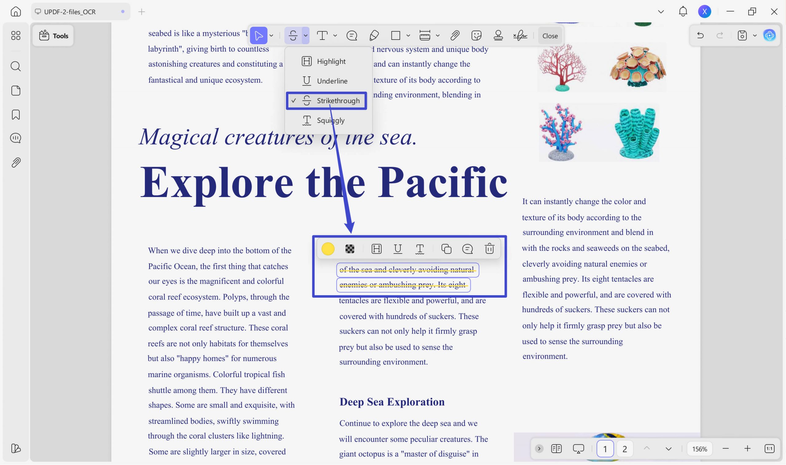 strikethrough adobe acrobat strikethrough the text in PDF with UPDF