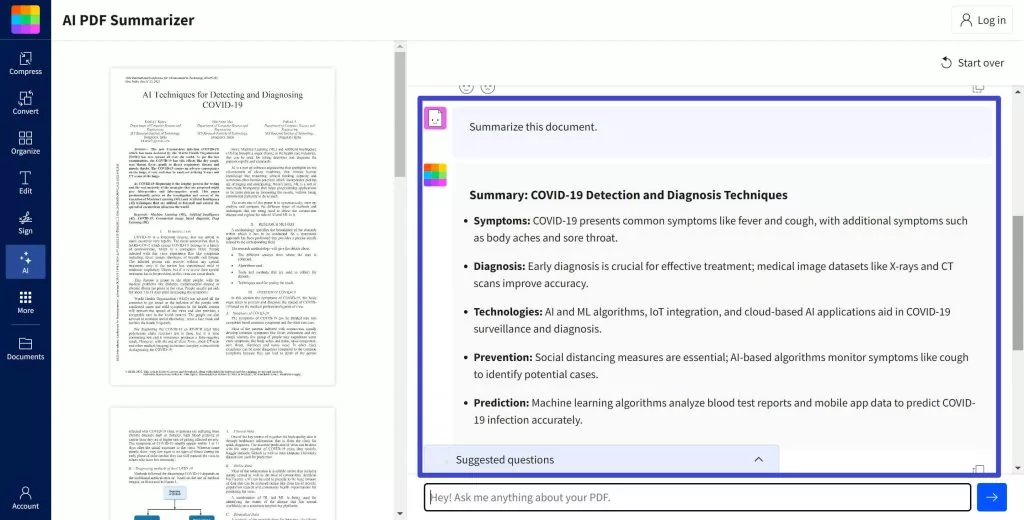 resumir PDF usando Smallpdf