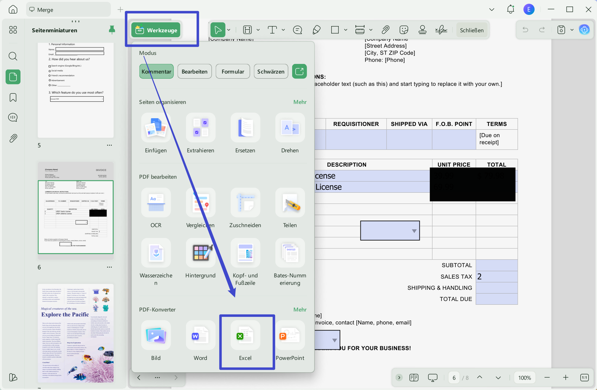 Excel-Dateien zusammenführen und nach Excel exportieren