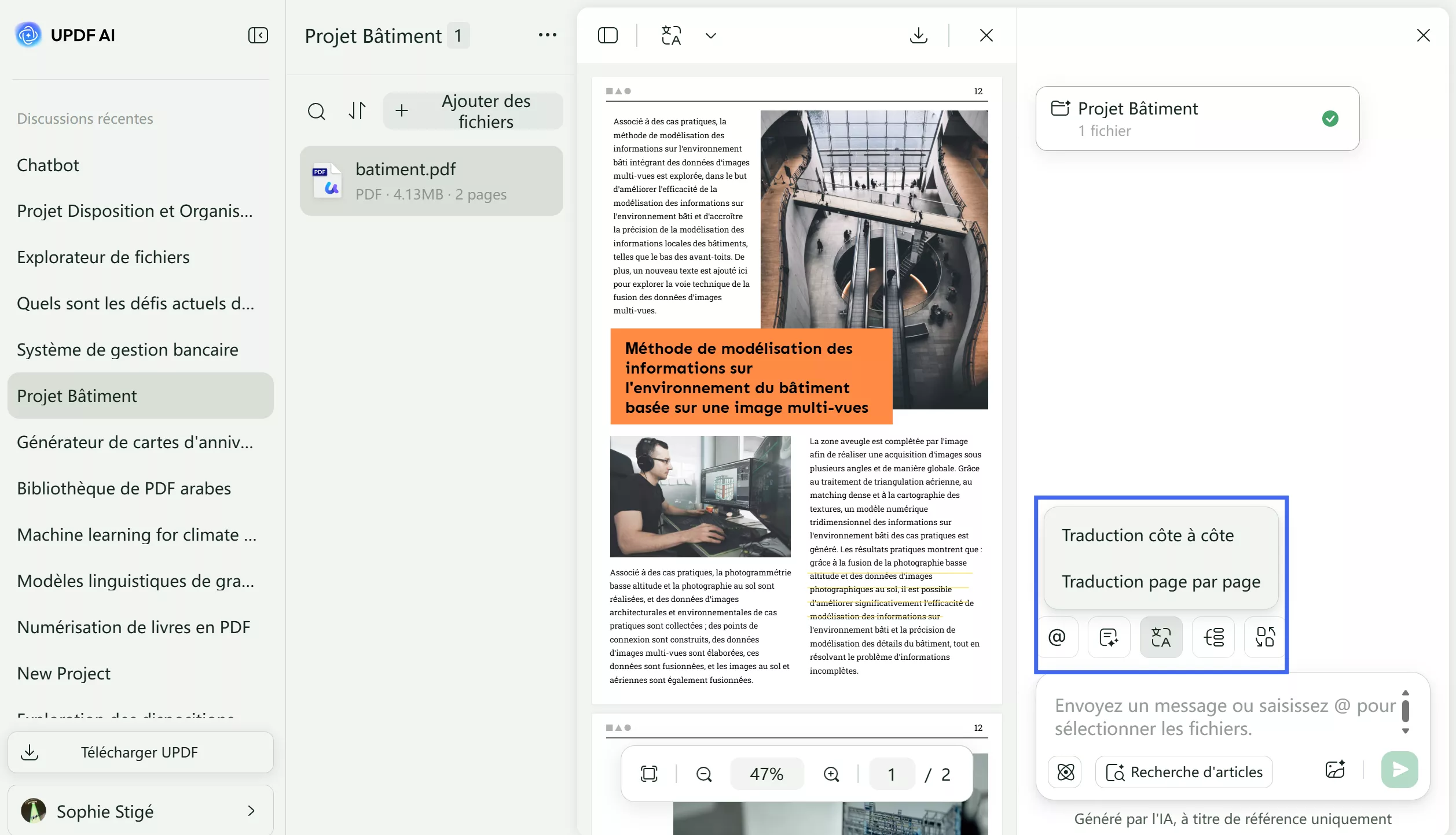 Traduire le PDF page par page