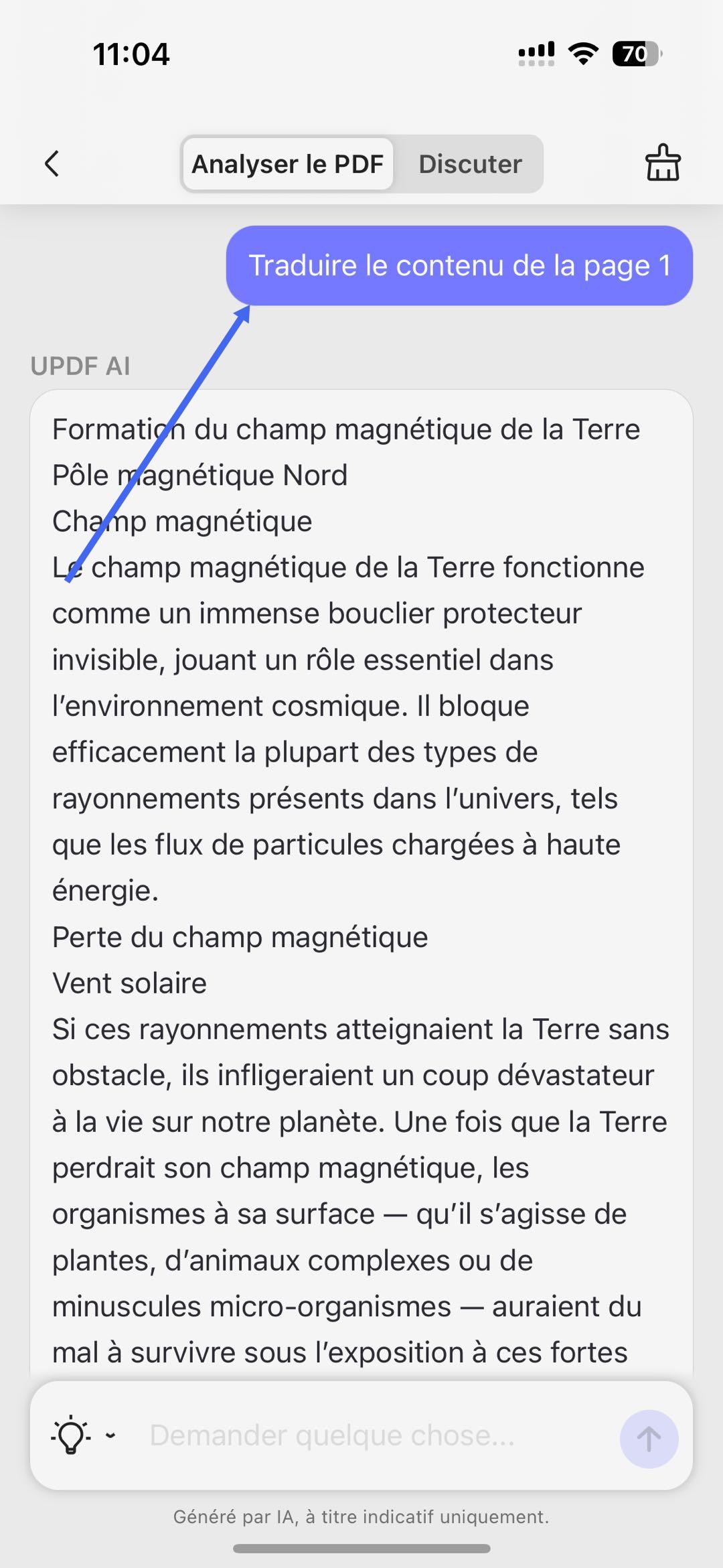 traduire en utilisant l'invite